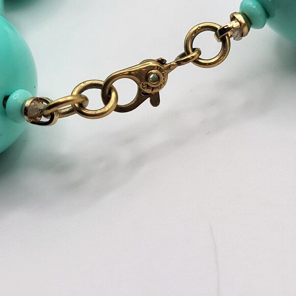 Vintage 60s Monet Chunky Teal Turquoise Acrylic Beads 18in - Picture 3 of 5